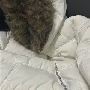 Maralyn & Me White Jacket with Faux Fur Trim